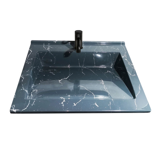 Mobilier Baie MDF și lavoar granit, Seria 486, Sertare, 60cm, Antracit