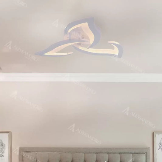 Lustra LED cu telecomanda LOTUS 34W, 3 Petale, lumina Rece/Calda/Neutra, Dimabila, Alb