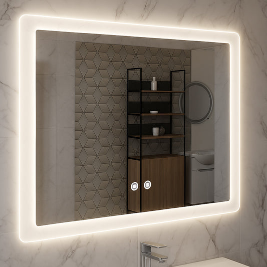 Set Mobilier Baie cu lavoar și Oglindă, Seria 067, Cu usi, 80cm, Alb