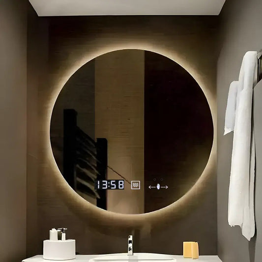 Oglinda LED Senzor Mariana Sistem Dezaburire Ceas Temperatura 80x80 cm Colectia Marcello Funghi