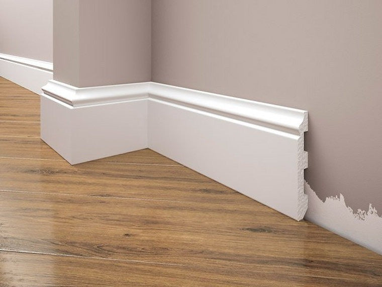 Plinta polimer dur decorativa alba 8cm