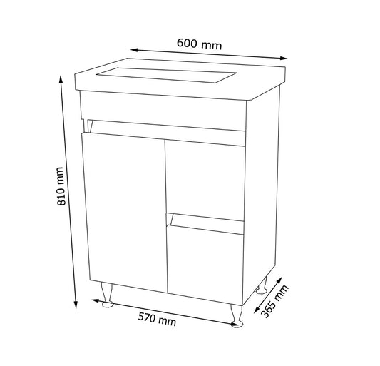 Mobilier Baie MDF și lavoar, Seria 288, 60cm, Antracit