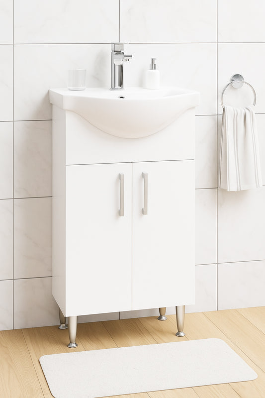 Mobilier Baie și lavoar, Seria 101, 45cm, Alb