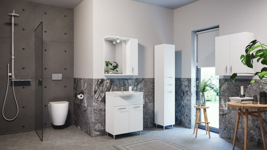 Mobilier Baie MDF și lavoar, Seria 153, 60cm, Alb