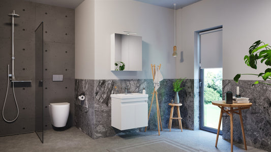 Mobilier Baie MDF și lavoar, Seria 286, Suspendat, 60 cm, Alb