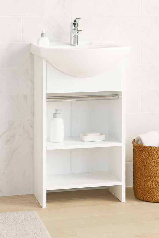 Mobilier Baie și lavoar, Seria 105, Petit, 45cm, Alb
