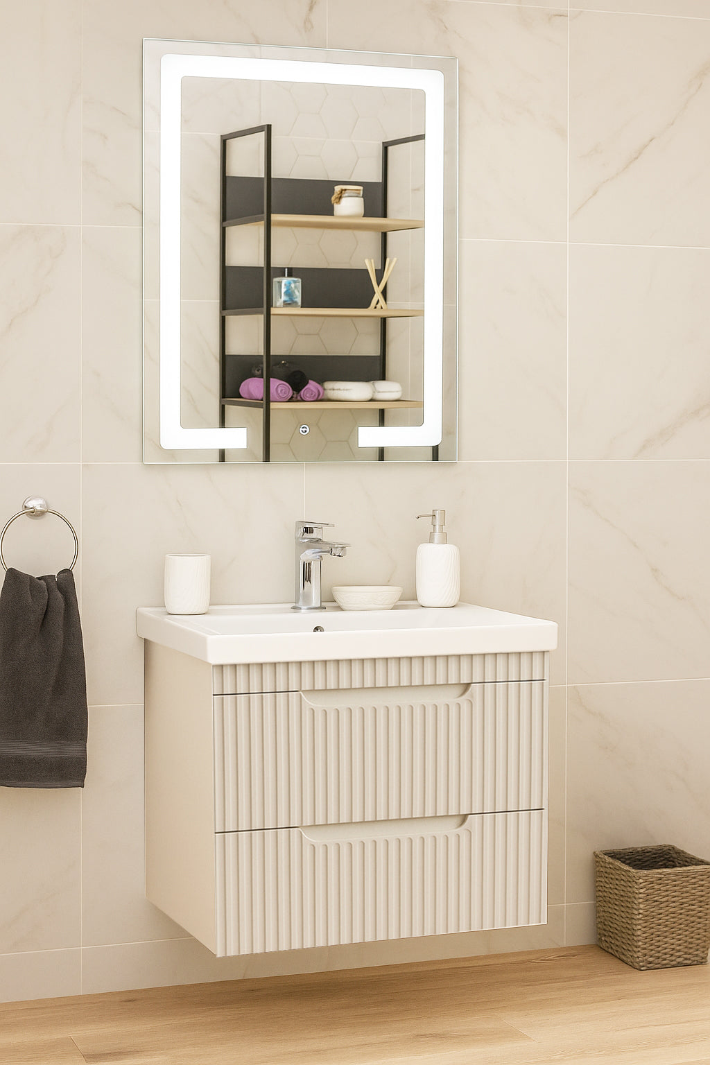 Set Mobilier Baie cu lavoar și Oglindă, Seria 733, Suspendat
