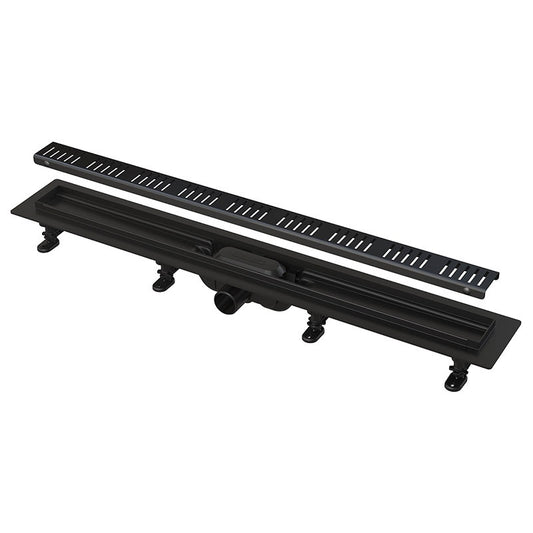 Set rigola de dus cu capac, AlcaPlast, Simple, 75 cm, negru mat