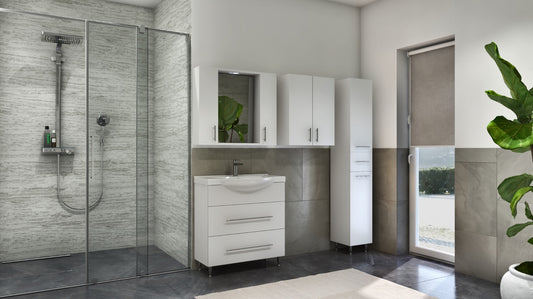 Mobilier Baie Kit și lavoar, Seria 187, 55cm, Alb