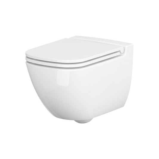 Set vas WC Cersanit, Caspia New, suspendat, Rimless cu capac Soft-Close inclus