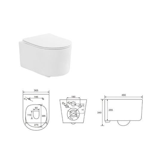 Set Vas wc suspendat Florida, Roco, compact, rimless protect, cu capac soft close, quick release, alb