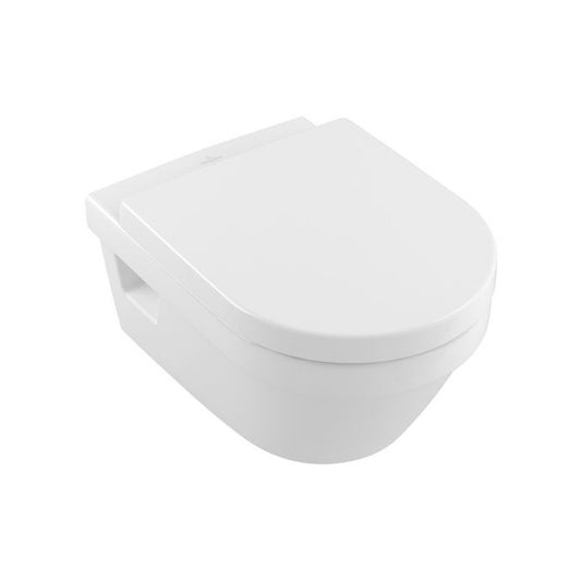 Set vas WC suspendat Villeroy & Boch, Architectura, cu capac soft close, quick release, alb alpin rotund, direct flush