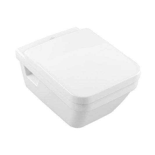 Set vas WC suspendat Villeroy & Boch, Architectura, direct flush, dreptunghiular, cu capac soft close, quick release, alb