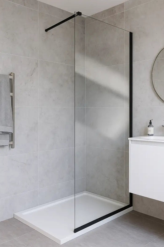 Paravan de dus Walk-in, 80x200cm, sticla securizata 8mm anticalcar, negru mat