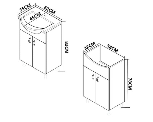 Set Mobilier Baie eco cu lavoar și Oglindă, Seria 005, 60cm, Alb