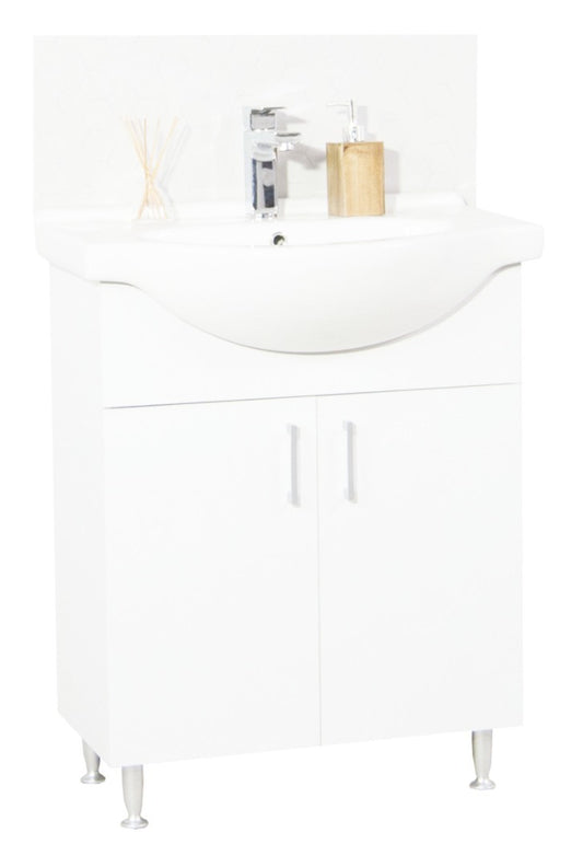 Set Mobilier Baie eco cu lavoar și Oglindă, Seria 005, 65cm, Alb