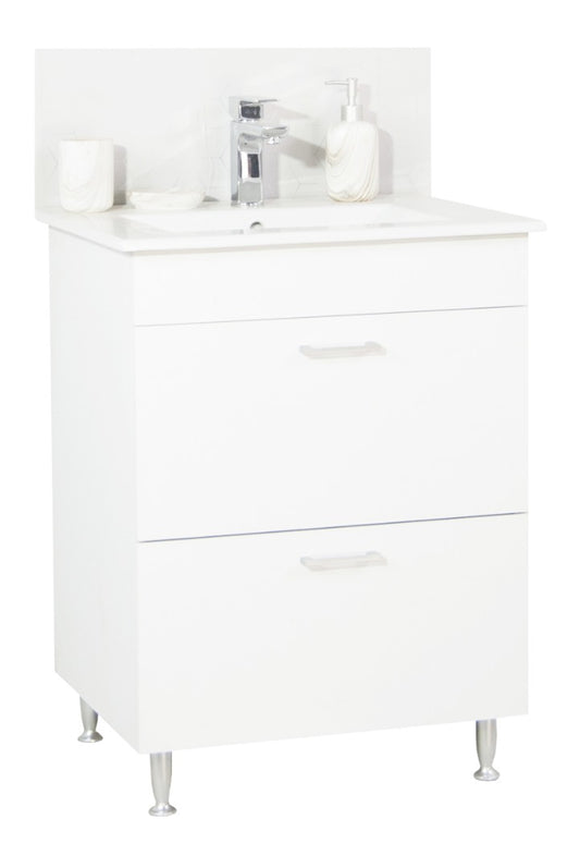 Set Mobilier Baie cu lavoar și Oglindă, Seria 067, Sertare, 60cm, Alb