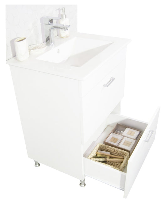 Mobilier baie Kit și lavoar, Seria 067, Sertare, 70cm, Alb