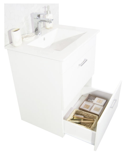 Mobilier baie Kit și lavoar, Seria 067, Suspendat, Sertare, 70cm, Alb
