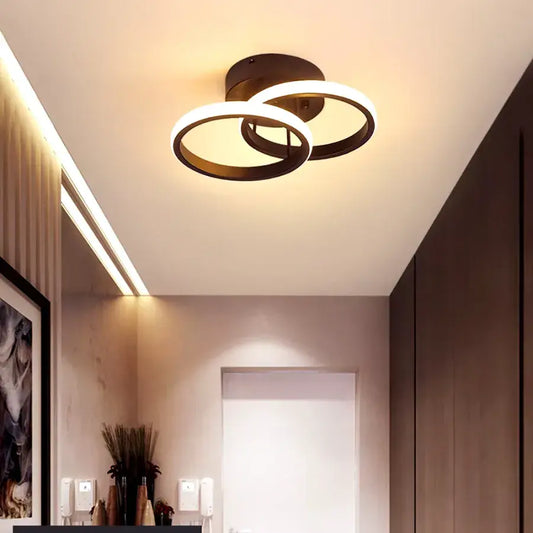 Lustra LED VERTEX CIRCULA 22W, 2 Cercuri, Rame Metalice, lumina Rece/Calda/Neutra, Negru