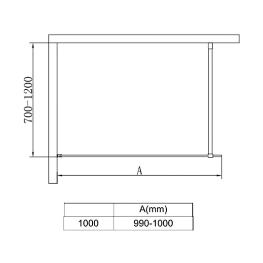 Paravan Dus Tip Walk In BP5717, 100X200cm, Sticla Clara Securizata 8mm