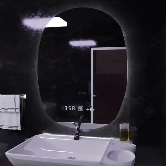 Oglinda LED Senzor Ranya Sistem Dezaburire Ceas Temperatura 60x80 cm Colectia Marcello Funghi