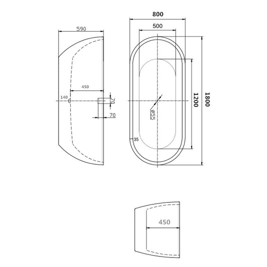 Cada freestanding, Florida, Aura New 180, ovala, cu instalatie completa, alb