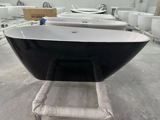 Cada baie freestanding VILNIUS 170x80x58cm, alb/negru, ovala, acril sanitar ranforsat cu fibra de sticla