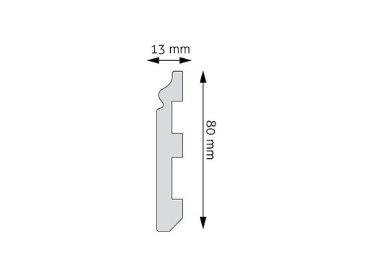 Plinta polimer dur decorativa alba 8cm