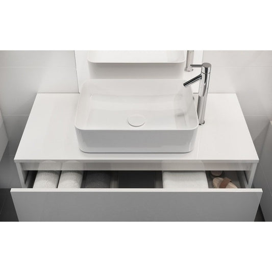 Mobilier suspendat Cersanit, Crea, cu doua sertare, 60 cm, alb
