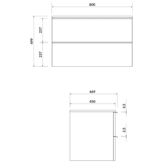 Mobilier suspendat Cersanit, Virgo 80, cu manere cromate, pentru lavoar pe blat, alb