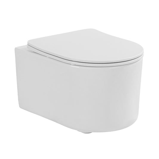 Set Vas wc suspendat Florida, Roco, compact, rimless protect, cu capac soft close, quick release, alb