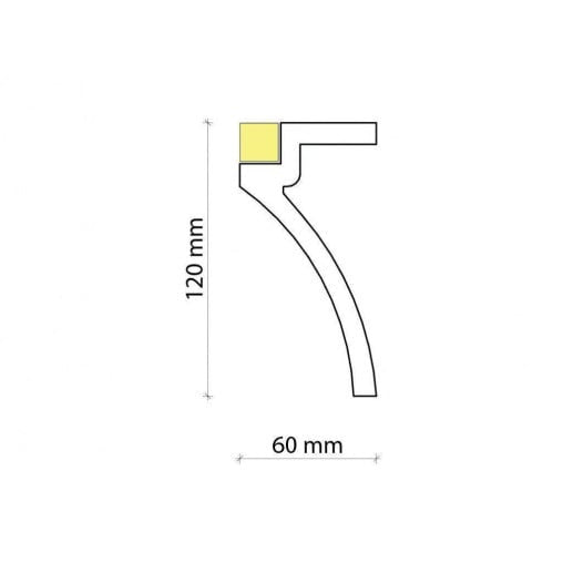 Profil pentru banda LED din poliuretan KF801 - 12x6x200 cm