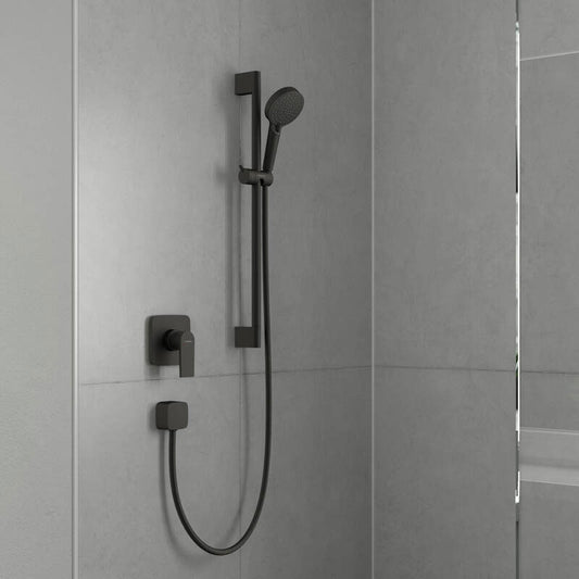 Set de dus cu bara 65 cm Hansgrohe, Vernis Blend Vario, cu furtun, negru mat