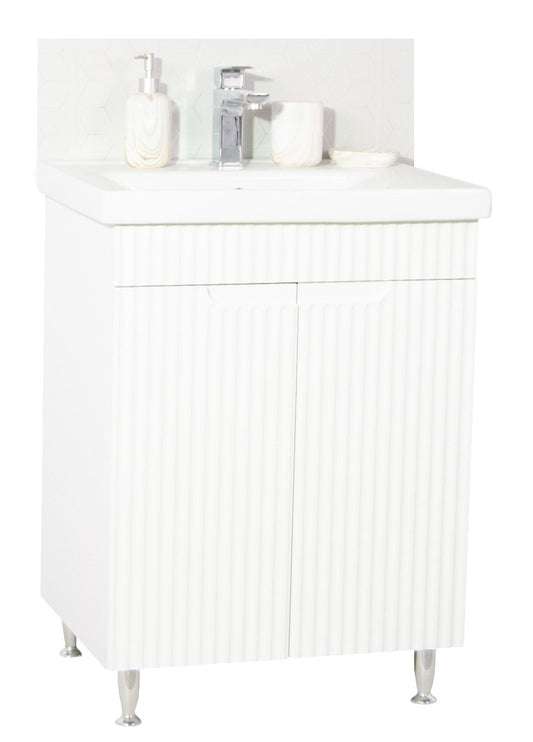 Set Mobilier Baie cu lavoar și Oglindă, Seria 733, Cu 2 uși, 60cm, Alb
