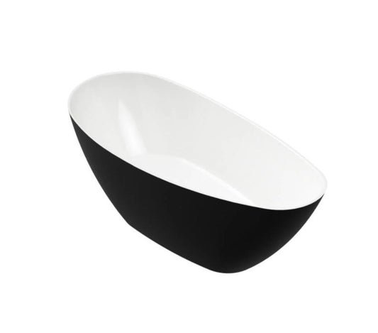 Cadă PALMYRA din marmură turnată, freestanding, de mijloc, 150x70cm – negru / alb mat