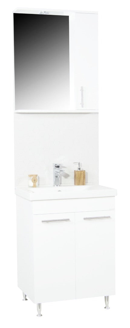 Mobilier Baie MDF și lavoar, Seria 754, 60cm, Alb
