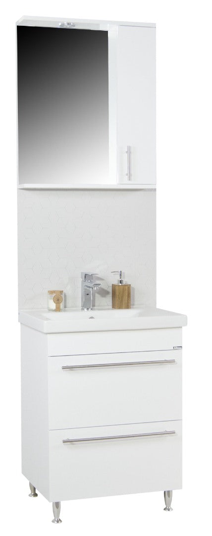 Mobilier Baie MDF și lavoar, Seria 754, Sertare, 60cm, Alb