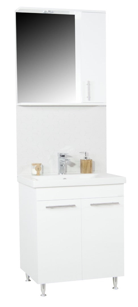 Mobilier Baie MDF și lavoar, Seria 754, 70cm, Alb