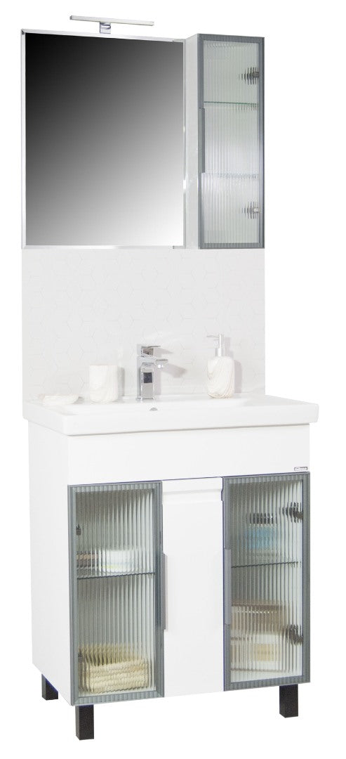 Mobilier Baie MDF și lavoar, Seria 758, 70cm, Alb