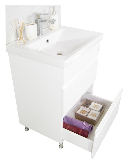 Mobilier Baie MDF și lavoar, Seria 786, Sertare, 60cm, Alb