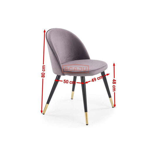 Scaun tapitat gri K315, gri inchis/negru, stofa catifelata/metal, 50x55x76 cm