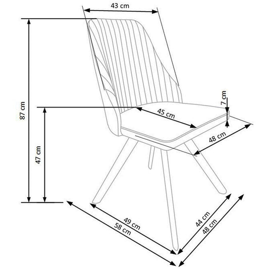 Scaun tapitat K206, zlb/negru, piele ecologica/metal, 53X48X87 CM