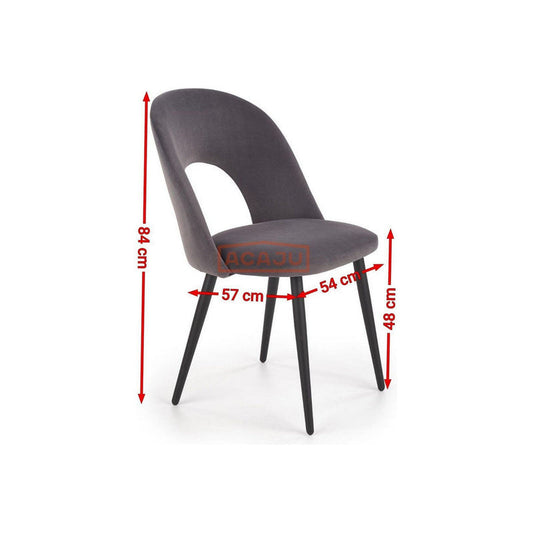 Scaun tapitat K384, verde/negru, stofa catifelata/metal, 54x57x84 cm