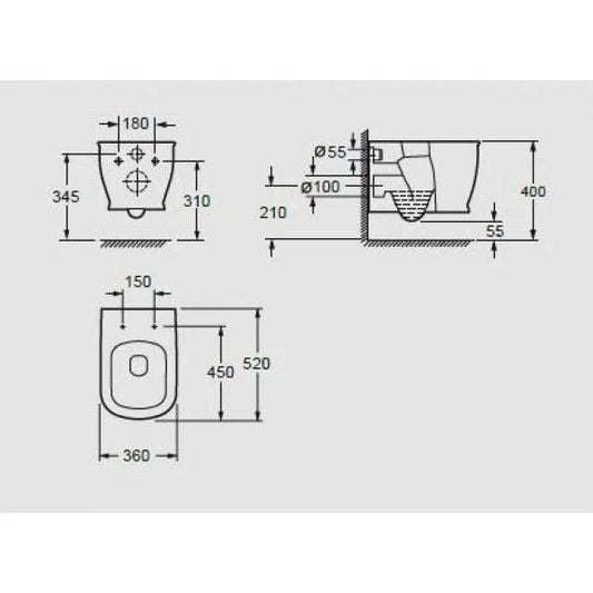 Vas WC CHARLTON rimless, suspendat – alb