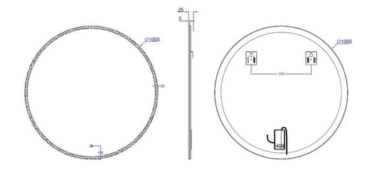 Oglindă LED, lumină reglabilă, dezaburire, 2 db bluetooth, 100cm