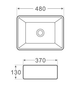Lavoar dreptunghiular PLACA, din porțelan, montaj pe blat 48X37cm – alb