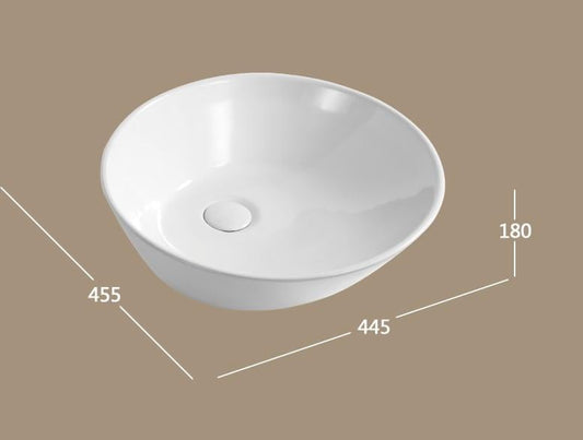 Lavoar rotund NEW YORK, din porțelan, montaj pe blat 45,5cm – alb