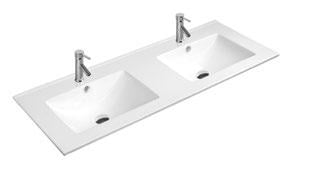 Lavoar dreptunghiular dublu LOWELL, din porțelan, încorporabil, 120X46cm – alb