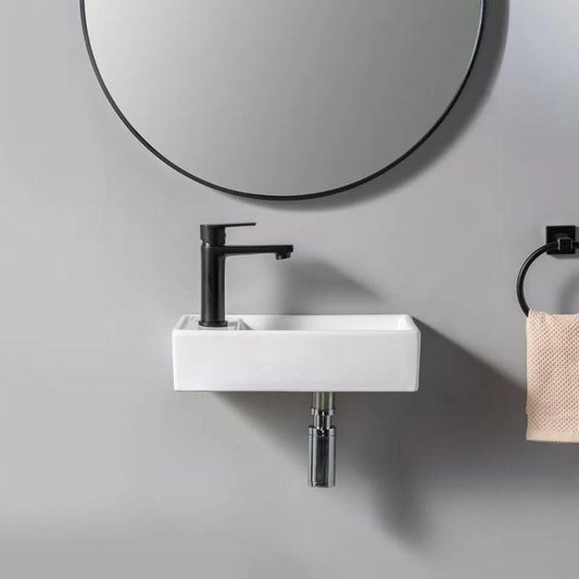 Lavoar mini dreptunghiular AUSTIN, pe partea stângă, montaj în perete 40x22cm – alb